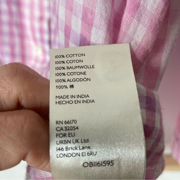 Anthropologie Pilcro Letterpress Cate Gingham Purple Tie Dye Button Down Shirt - Picture 8 of 8